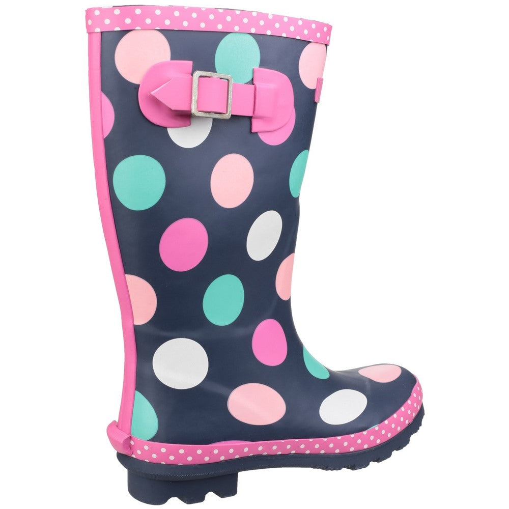 Kids Dotty Junior Pull On Wellingtons Boots Multicoloured Cotswold Shoes