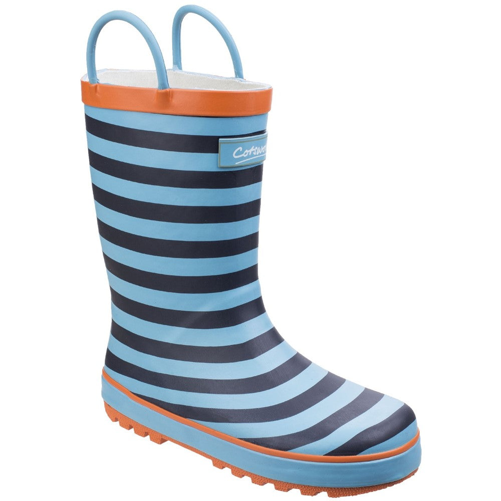 Kids Captain Stripy Wellies Blue Cotswold Shoes