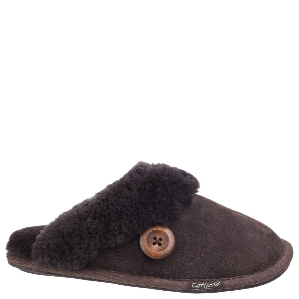 Lechlade Sheepskin Mule Slippers Chocolate