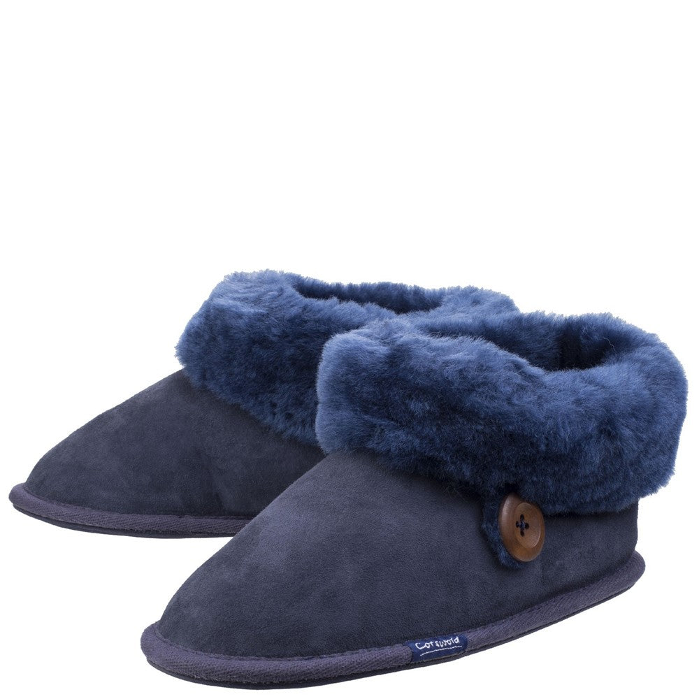 Wotton Sheepskin Bootsie Slippers Dark Blue