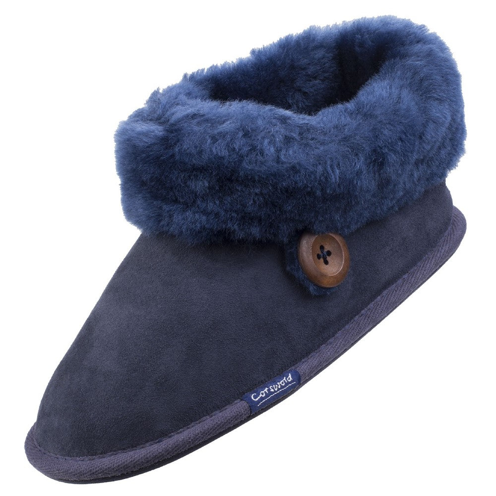 Wotton Sheepskin Bootsie Slippers Dark Blue