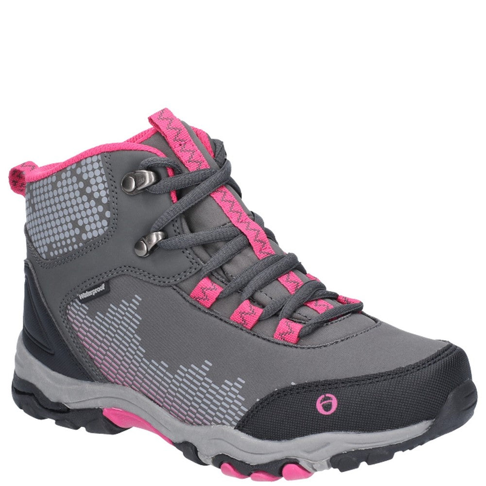 Senior Ducklington Hiking Waterproof Boots Grey Pink