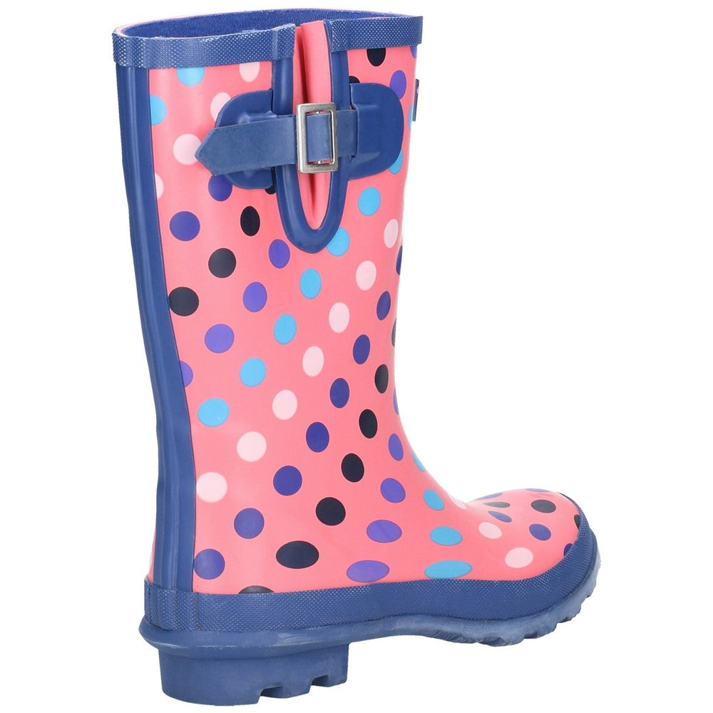 Paxford Elasticated Mid Calf Wellingtons Pink/Multi Spot