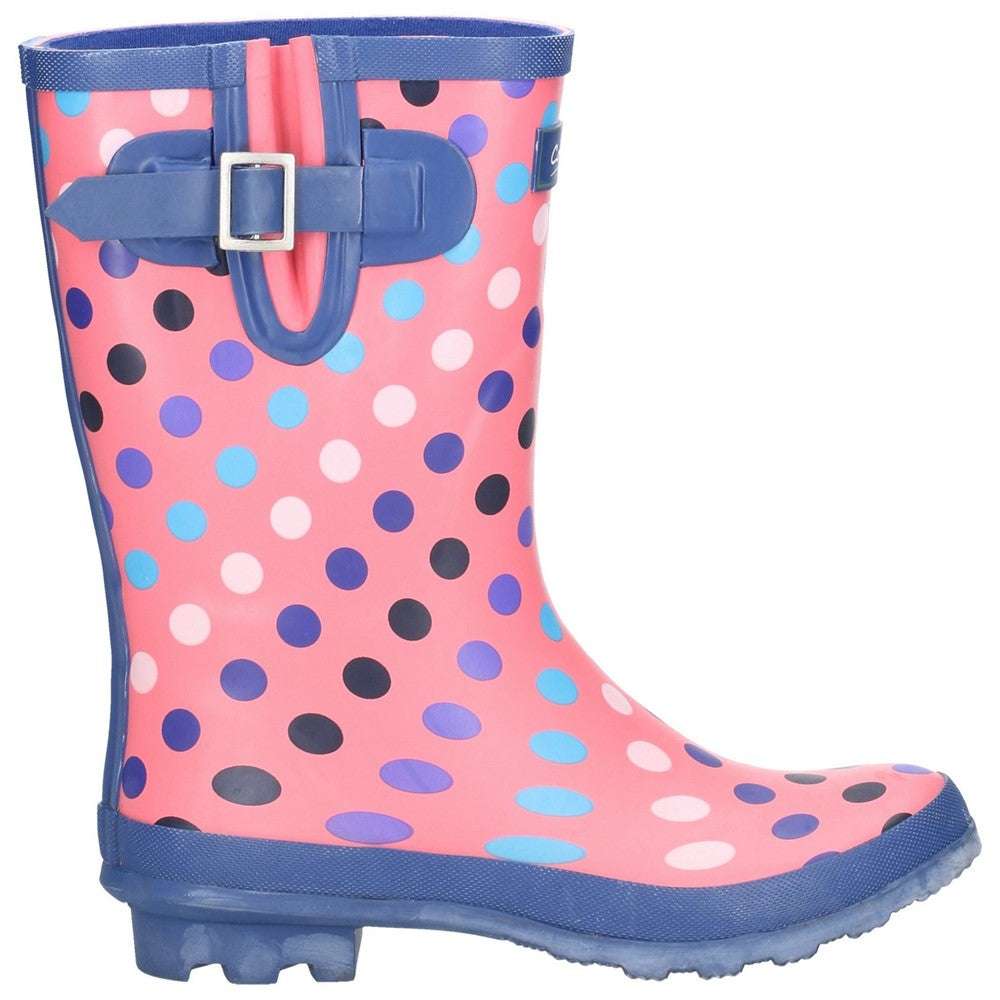 Paxford Elasticated Mid Calf Wellingtons Pink/Multi Spot