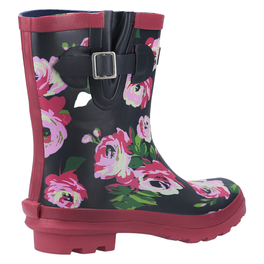 Paxford Elasticated Mid Calf Wellingtons Black/Flower