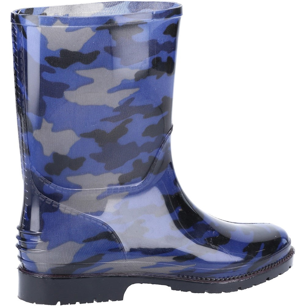 Kids PVC Junior Wellingtons Navy Camo